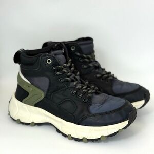 Zara Kids Hiking Boots Black/Green EU 33 US 1Y Trail Outdoor Zipper Shoes Unisex